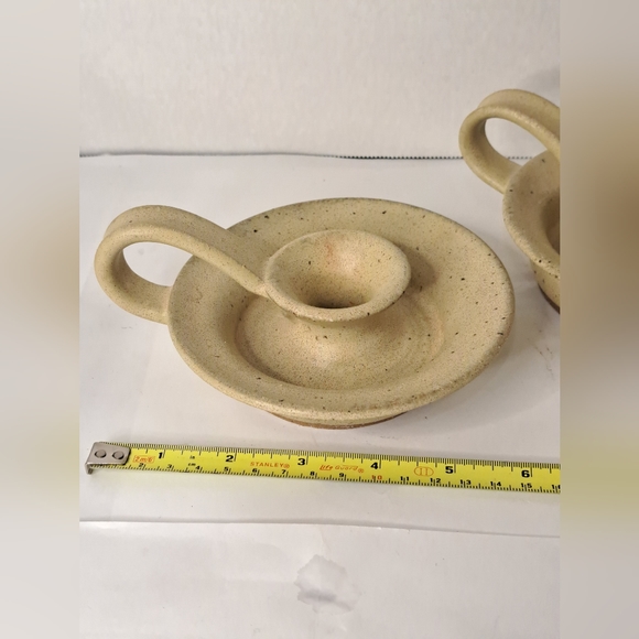 Finger Loop Pottery Candle Holder signed. - Picture 2 of 6